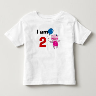 2歳の誕生日ガールギフト（かわいい豚） トドラーTシャツ