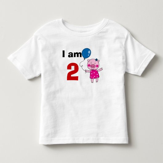 2歳の誕生日ガールギフト（かわいい豚） トドラーTシャツ (正面)