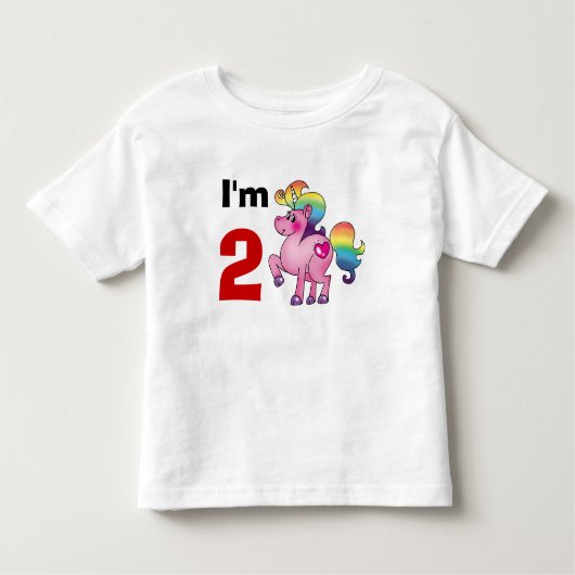 2歳の誕生日ガールギフト( unicorn pony ) トドラーTシャツ (正面)