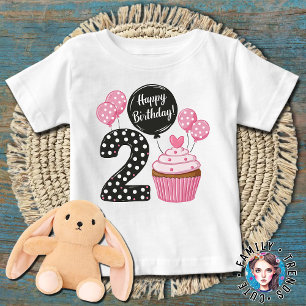 2歳の誕生日ガールケーキ ベビーTシャツ