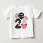2歳の誕生日ガールケーキ ベビーTシャツ (正面)