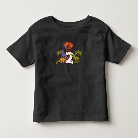 2歳の誕生日ガールボーイのディノ恐竜2歳 トドラーTシャツ (正面)
