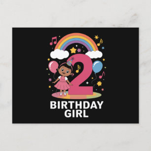 2歳の誕生日ガール・かわいい2歳の誕生日 ポストカード