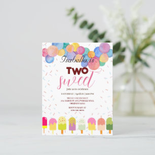 2歳の誕生日ガール スイートなアイスとアイスポップ ポストカード