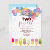 2歳の誕生日ガール スイートなアイスとアイスポップ ポストカード (正面/裏面)