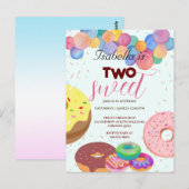 2歳の誕生日ガール　スイートドーナツと風船 ポストカード (正面/裏面)