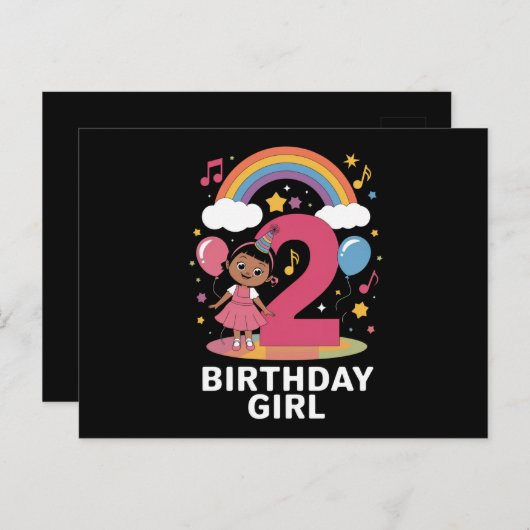 2歳の誕生日ガール 可愛い2歳の誕生日 ポストカード (正面/裏面)