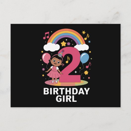 2歳の誕生日ガール 可愛い2歳の誕生日 ポストカード (正面)