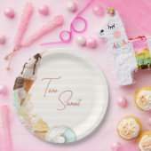 2歳の誕生日ケーキパーティー用紙皿 二つの甘いお菓子 ペーパープレート (パーティー)
