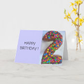 2歳の誕生日ケーキ カード (黄色い花)