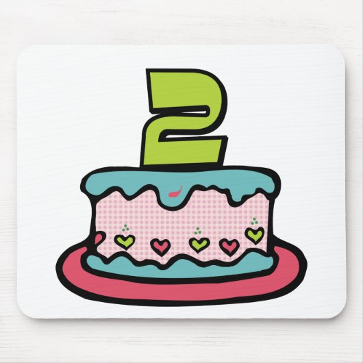 2歳の誕生日ケーキ マウスパッド (正面)