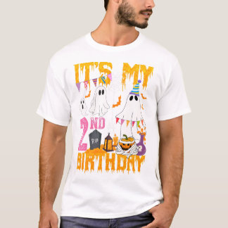 2歳の誕生日ゴーストパンプキンハロウィン衣装 Tシャツ