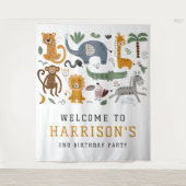 2歳の誕生日サファリ動物のお迎えワイルドすぎる タペストリー (正面)