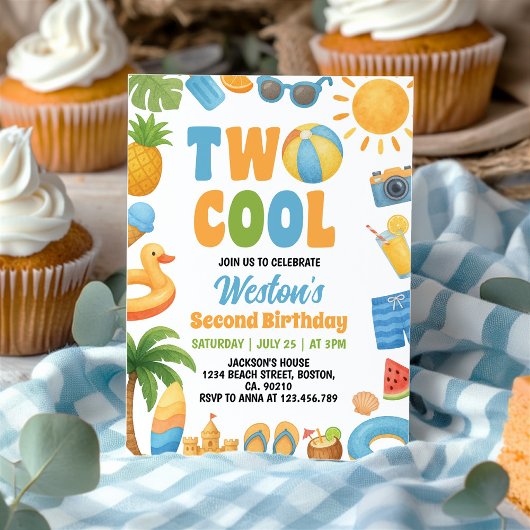 2歳の誕生日サマー・ビーチパーティー 招待状