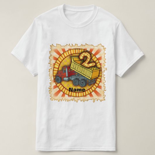2歳の誕生日ダンプトラック Tシャツ (デザイン正面)