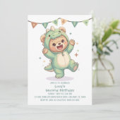 2歳の誕生日テディベア恐竜パーティー 招待状 (スタンド正面)