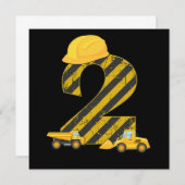 2歳の誕生日ディガー 2歳の建設機械オペレーター 誕生日プレゼント 招待状 (正面/裏面)