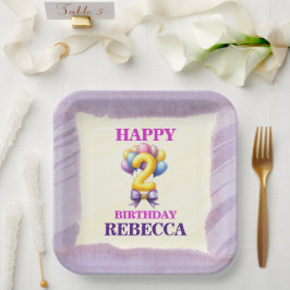 2歳の誕生日バルーン テーマパーティー紙皿 ペーパープレート