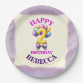 2歳の誕生日バルーン ペーパープレート (正面)