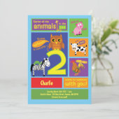 2歳の誕生日パーティの招待状を動物園で2歳 招待状 (スタンド正面)