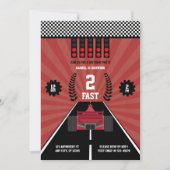 2歳の誕生日パーティーに最適なレーシングテーマ「ツーファスト」 招待状 (正面)