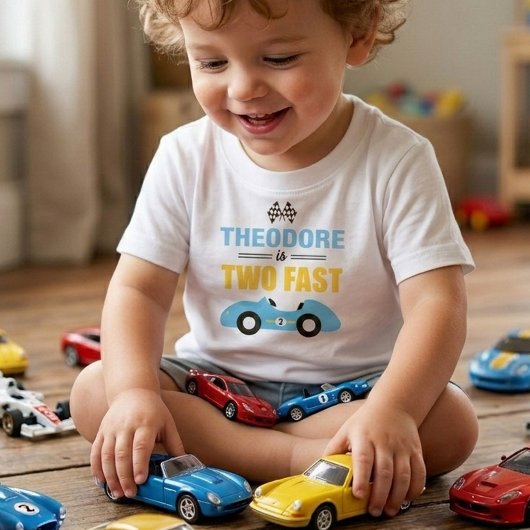 2歳の誕生日パーティーに！レーシングカーデザインTシャツ トドラーTシャツ