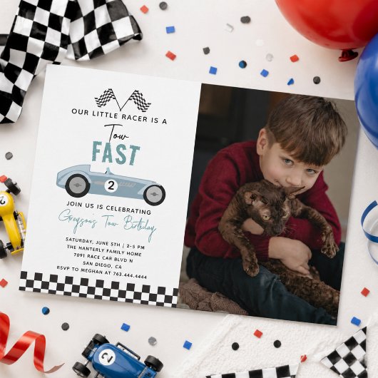 2歳の誕生日パーティーに！レーシングカーブラザー 招待状