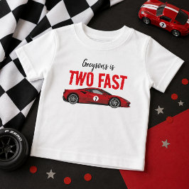 2歳の誕生日パーティーに!レーシングカーブーイ ベビーTシャツ