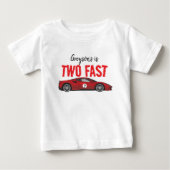 2歳の誕生日パーティーに!レーシングカーブーイ ベビーTシャツ (正面)