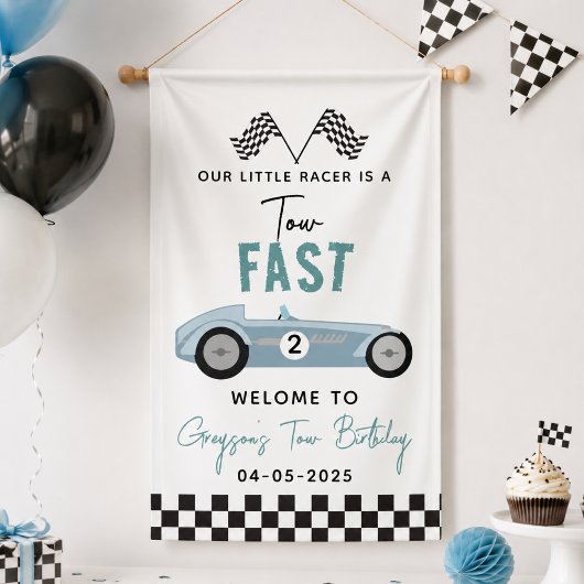 2歳の誕生日パーティーに！レーシングカーブーイ 横断幕
