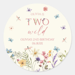 2歳の誕生日パーティーのワイルドフラワー ラウンドシール