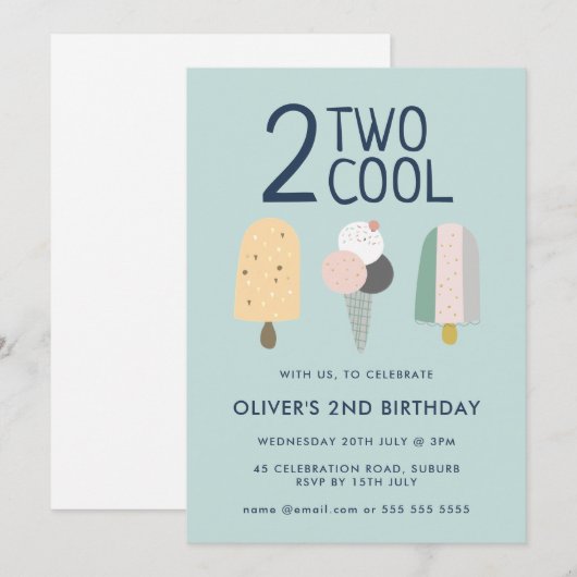 2歳の誕生日パーティーの楽しい招待状 招待状 (正面/裏面)