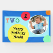2歳の誕生日パーティーの飾りカラフル 横断幕 (横)