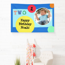 2歳の誕生日パーティーの飾りカラフル 横断幕