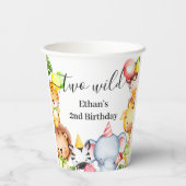 2歳の誕生日パーティーの2匹の野生のジャングルサファリ動物 紙コップ (裏面)