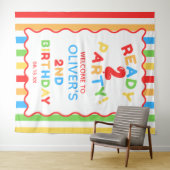 2歳の誕生日パーティーフォト 背景幕 タペストリー (インサイチュ(横))