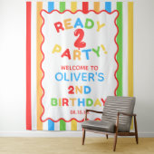 2歳の誕生日パーティーフォト 背景幕 タペストリー (インサイチュ)