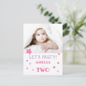 2歳の誕生日パーティー招待状 ポストカード (スタンド正面)