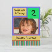 2歳の誕生日パーティー招待状 男の子 招待状 (スタンド正面)