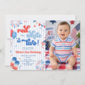 2歳の誕生日パーティー招待状 - 7月4日の写真 招待状 (正面)