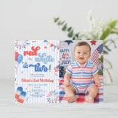 2歳の誕生日パーティー招待状 - 7月4日の写真 招待状 (スタンド正面)