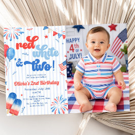 2歳の誕生日パーティー招待状 - 7月4日の写真 招待状