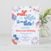 2歳の誕生日パーティー招待状 - 7月4日 招待状 (スタンド正面)