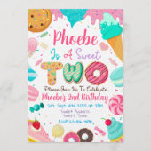 2歳の誕生日パーティー招待状 Sweet Two 招待状 (正面)