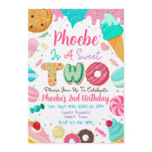 2歳の誕生日パーティー招待状 Sweet Two