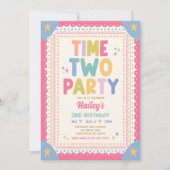 2歳の誕生日パーティー お姫様の2歳の誕生日会 招待状 (正面)