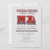 2歳の誕生日パーティー かわいい赤い西部列車 招待状 (正面)