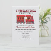 2歳の誕生日パーティー かわいい赤い西部列車 招待状 (スタンド正面)