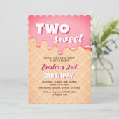 2歳の誕生日パーティー アイスクリームの夏の女の子 招待状 (スタンド正面)