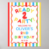 2歳の誕生日パーティー ウェルカムサイン ポスター (正面)